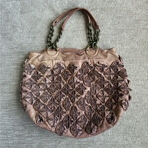 Errelleventidue Worked Leather Sculptural Shoulder Bag with Intricate 3D Design